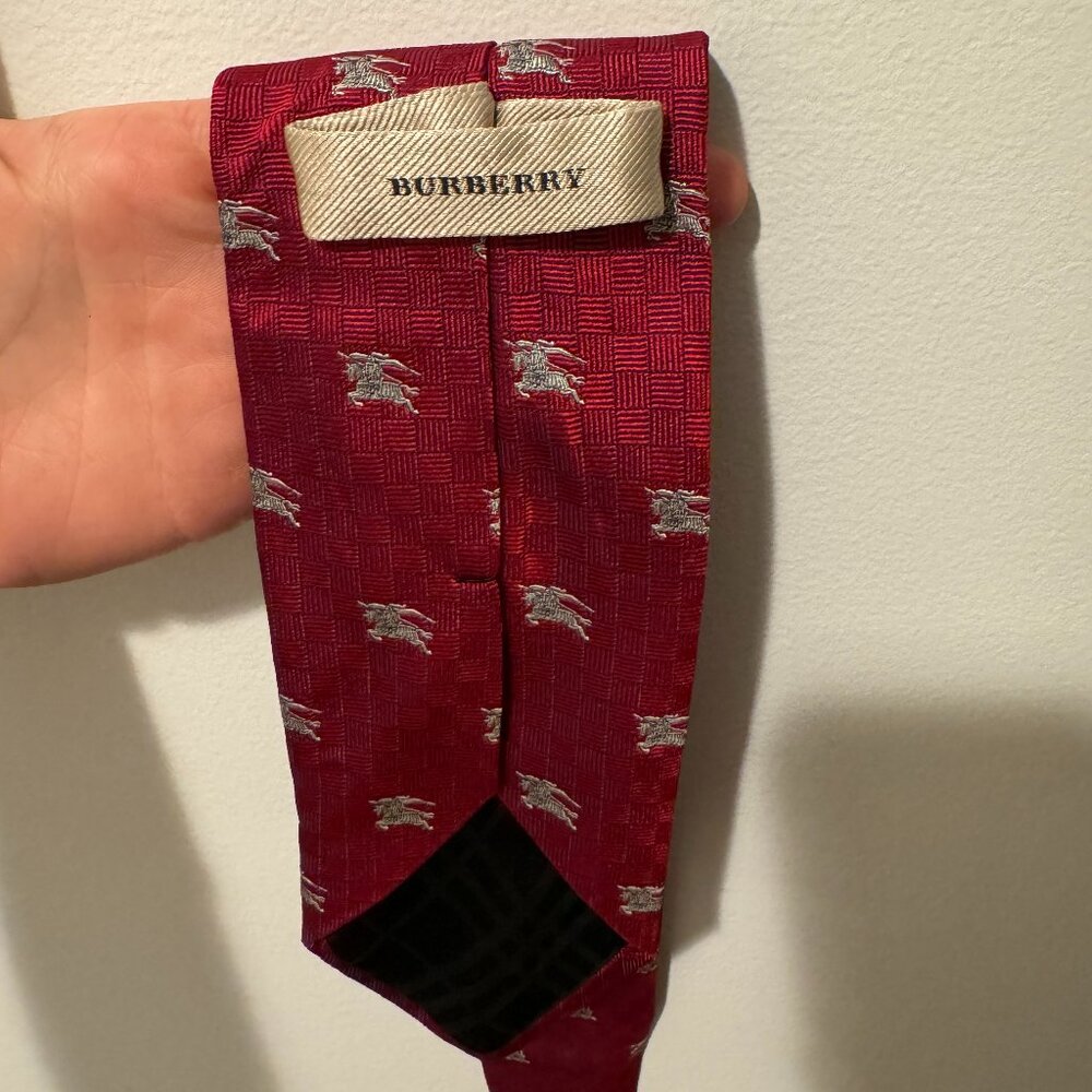 Authentic Burberry red 100% silk tie